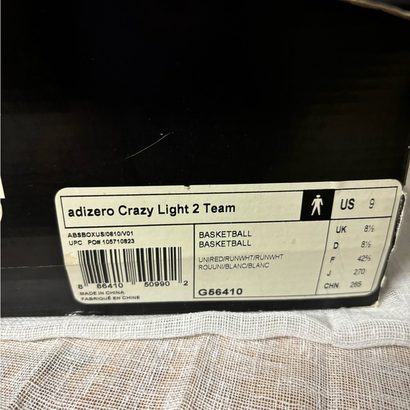 NWB Adizero SZ 9 crazy light 2 team basketball G56410 - Picture 2 of 11